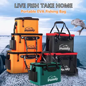Portable EVA Fishing Bag, Collapsible Fishing Bucket Live Fish Box, Camping Water Container Pan Basin, Fishing Tackle Storage Bag, No Pump Large Volume Multi-Functional Folding Fish Bucket, Portable Outdoor Bucket