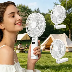 6.3 Inch Large Handheld Fan,Desk Fan, Super quiet fan, 180° Foldable Personal Fan, 4 Speeds USB Rechargeable Battery Operated Portable Desk Fan with Hook for Travel, Office, Camping, White
