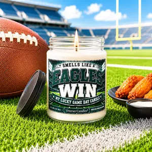 Eagles Themed Scented Candle - "Smells Like an Eagles Win" Fragrance, Game Day Home Decor, Funny Fan Gift