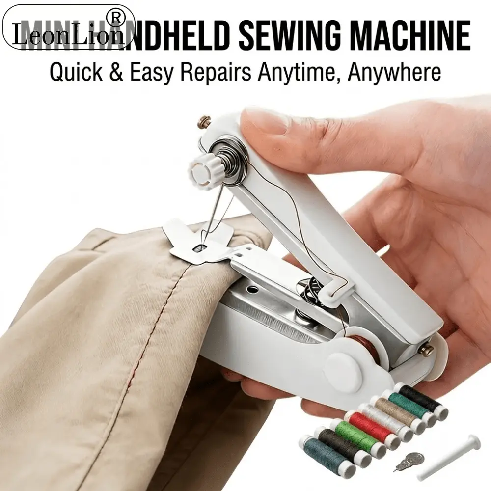 16pcs/Set Mini Portable Handheld Sewing Machine • 1pc Machine And 15pcs Additions • Starter Home Emergency Repair Special • Lightweight Fabric Suitable • Home Portable Sewing Machine • White • Small Sewing Machine
