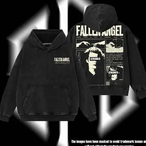 Superstyle The Chosen One "Anakin Fallen Angel" Darth Vader - Star Galaxy Warriors Edition Double Printed Oversize Lightweight Acid Washed Tee Hoodie Sweater TV Series Graphic Design Top Cotton Streetwear Film Movie T-Shirt Clothes Menswear Womenswear OJ0