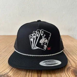 Bucking Aces Snapback Hat with stainless steel rope