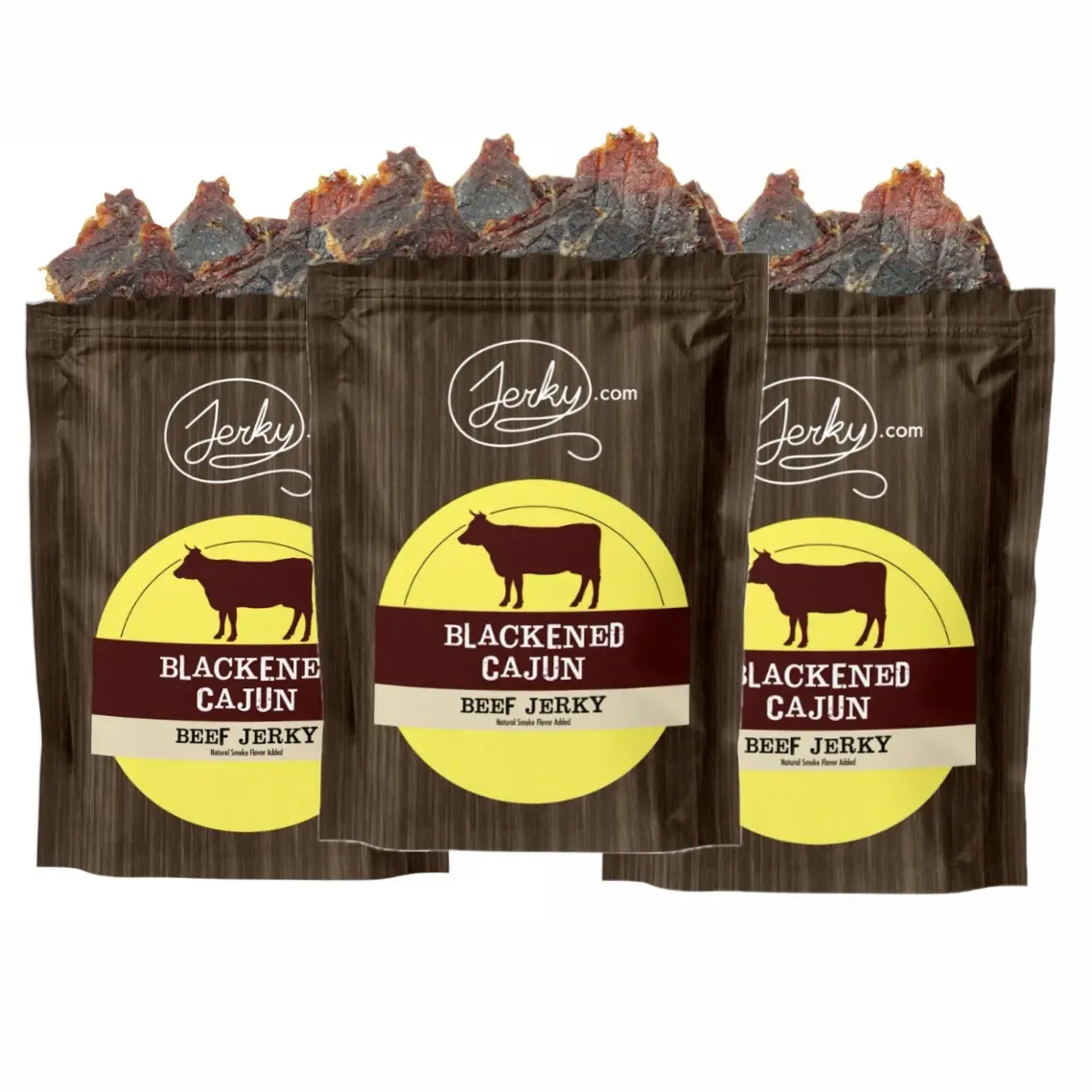 3 Pack - Blackened Cajun Flavored Beef Jerky - All-Natural, No Added Preservatives, High Protein Dried Dry Meat Snack - 7.5 oz.