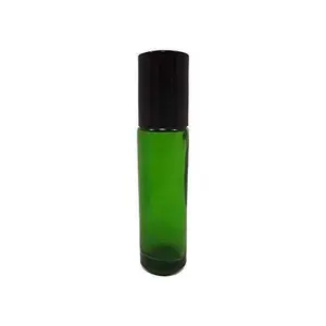 Perfume Studio Set of Green Glass Roll Ons with Metal Ball Applicators- Ideal for Essential Oil - 10ml