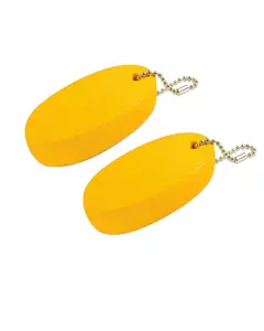 2 Pack  BOAT FLOAT KEYCHAIN EST Yellow Oval Keychain with Metal Chain for Easy Attachment