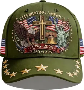 250 Anniversary USA Hat,Eagle Liberty Cross Printed Pattern,250th Anniversary USA hat,Adjustable Baseball Cap for Men Women