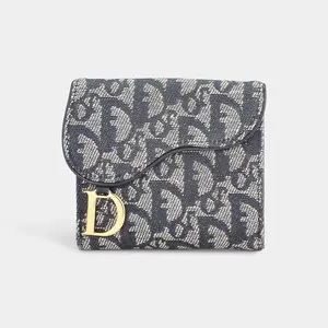 Pre-owned Dior Canvas Clutches & Wristlets Navy Trotter Saddle Wallet 4000027509049