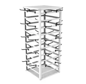 FixtureDisplays® Jewelry Suvenior Hook Display, Counter top Earring Card, Necklace, Bracelets, Giftware Spinning Retail Rack White 12x12x32" 10 Tiers with 80 Black Hooks 12088+80X11666-BLACK-NF