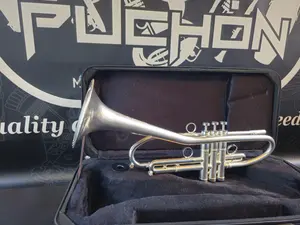 Solario Balam Satin Silver Bb Trumpet - Diagonal Bent 5.25" Big Bell