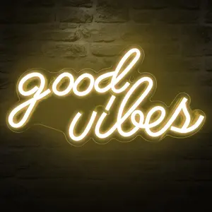 Good Vibes Neon Lights for Wall Decoration, USB Powered Neon Lights, Wall Decoration Art Mood Lights, LED Neon Lights, Neon Sign, Suitable for Birthdays, Bachelor Parties, Celebrations and Other Occasions