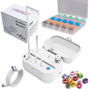 Automatic Bobbin Winder Bobbin Winding Machine with Auto Stop Sensor, Large Spool Thread Holder and Extra 25 Pcs Class 15 Bobbins for Sewing Machine Thread Winding Use