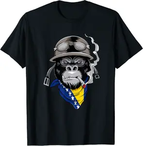 Bosnian and Herzegovinian Flag Biker Bosnia Herzegovina T-Shirt - Diamoniqu Shop 45B081HN54N1