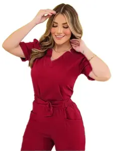 Women's Scrub Suit Set Summer Short Sleeve Surgical Scrubs for Nurses Doctors Beauty Salon Work Uniform