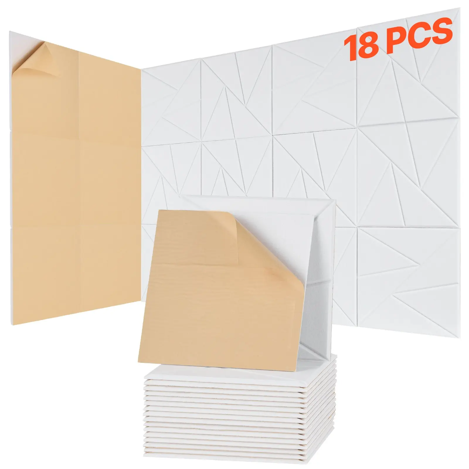 【DealsForYouDays】VEVOR 18 Pack Acoustic Panels with Self Adhesive, 11.8x 11.8x 0.4 inch Sound Proof Foam Panels, Polyester Fiber Soundproof Wall Panels High Density, for Home, Studio, Office, Theater, White