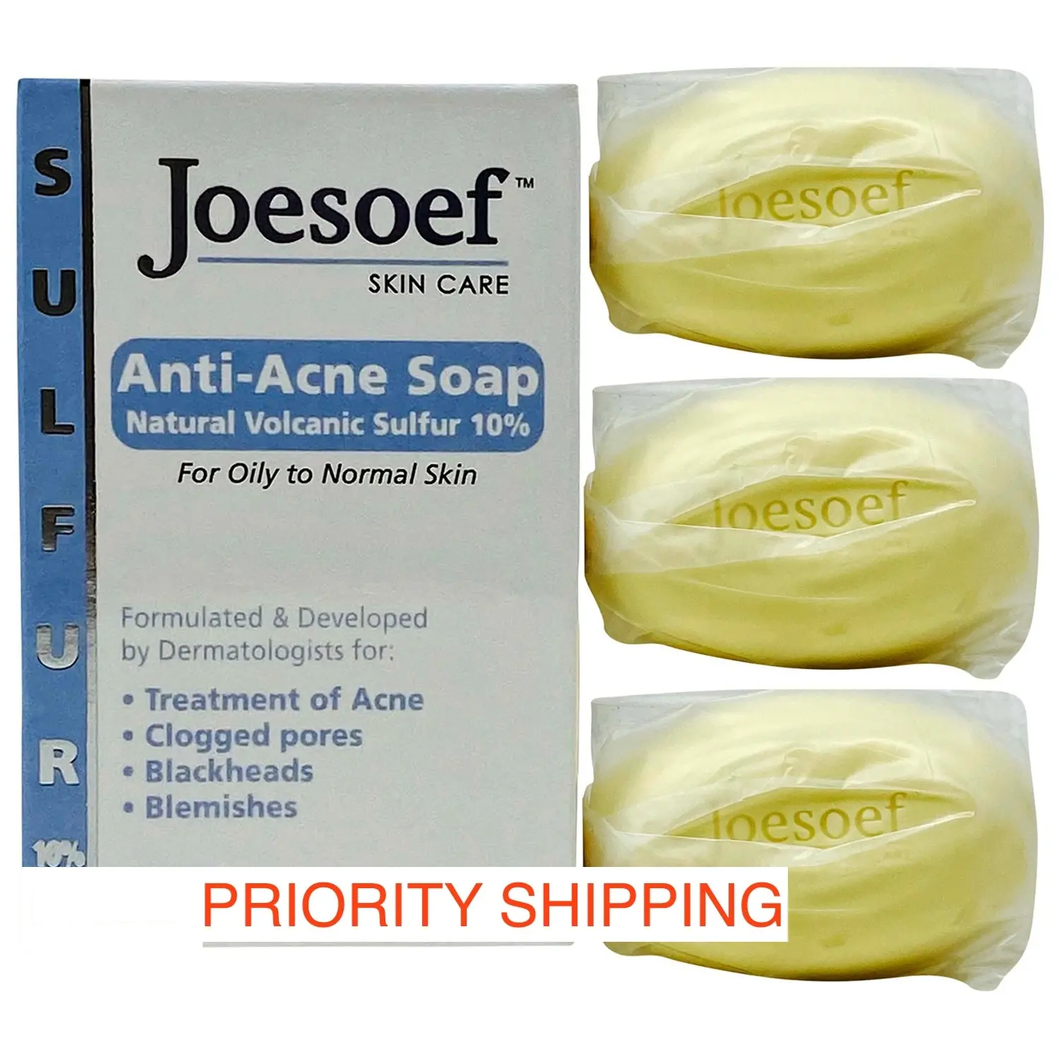 Joesoef Skin Care Anti Acne Natural Volcanic Sulfur Soap - 3 Pack of Soap