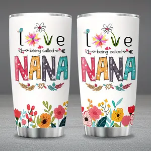 1pc, 20-Ounce Tumbler with a "Colorful Floral" Design, Large Capacity Car Cup, Double Wall Insulated Tumbler, "Nana Love" Themed Tumbler, Perfect for Holiday Gifts, Birthday Presents, And an Excellent Choice for Teachers, Friends, And Family
