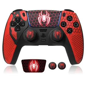 【Back to School】Anti-Slip PS5 Controller Skin, PS5 Controller Accessories, Non-Slip Silicone PS5 Controller Cover Case with Thumb Grip Gaps, Touch Pad Sticker and Cover Wrap Stickers