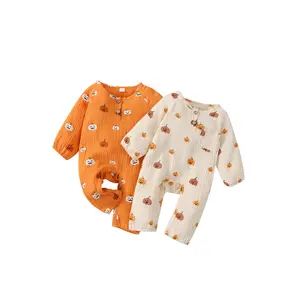 Imcute Halloween Baby Boy Girl Outfit Pumpkin Long Sleeve Onesie Romper Jumpsuit Halloween Clothes Girl Boy