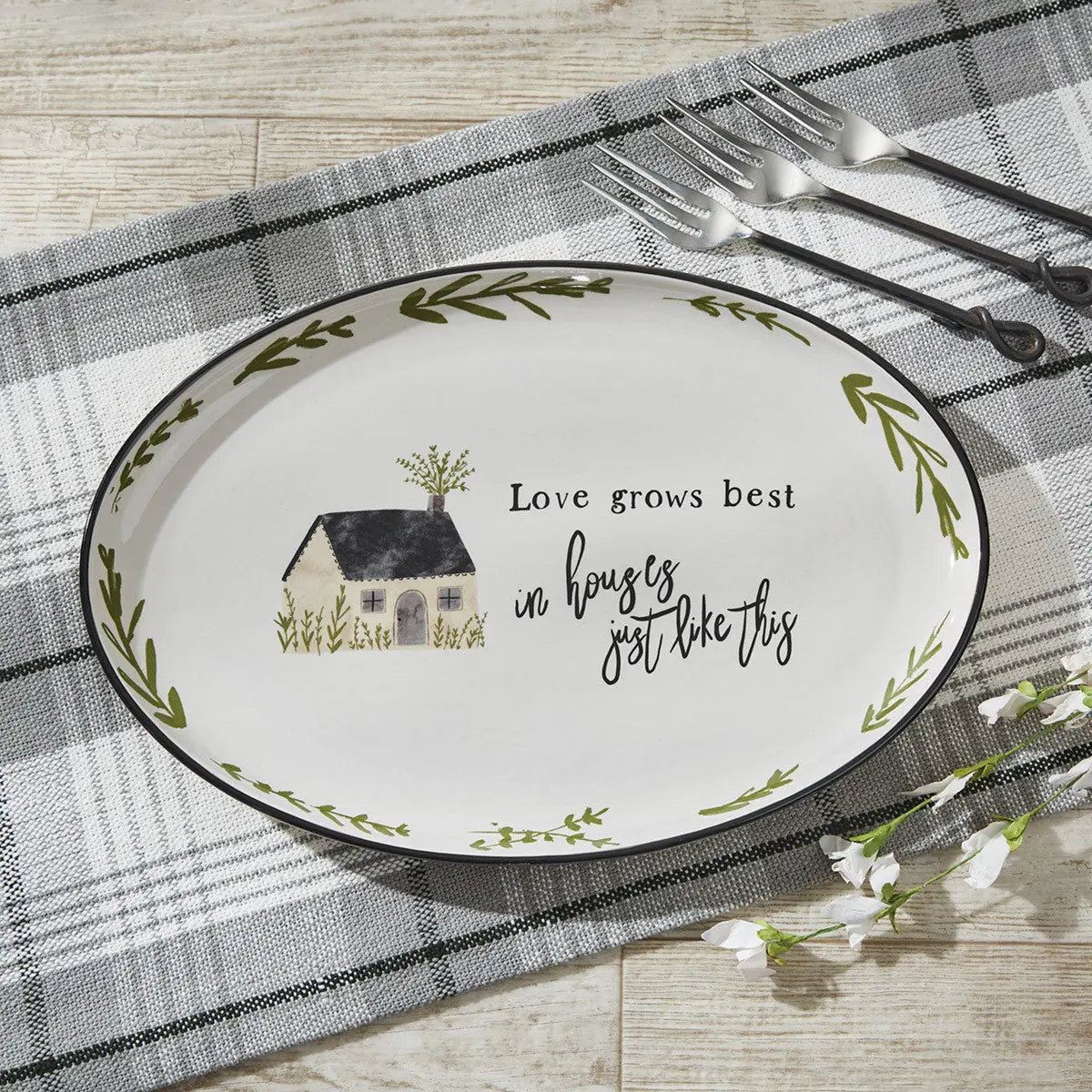Ceramic Oval Platter, Home Tableware Set with Picture Design for Dining & Gathering Use
