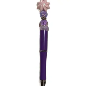Lapicero Morado Personados with Piedras - Purple Pen Featuring Decorative Elements