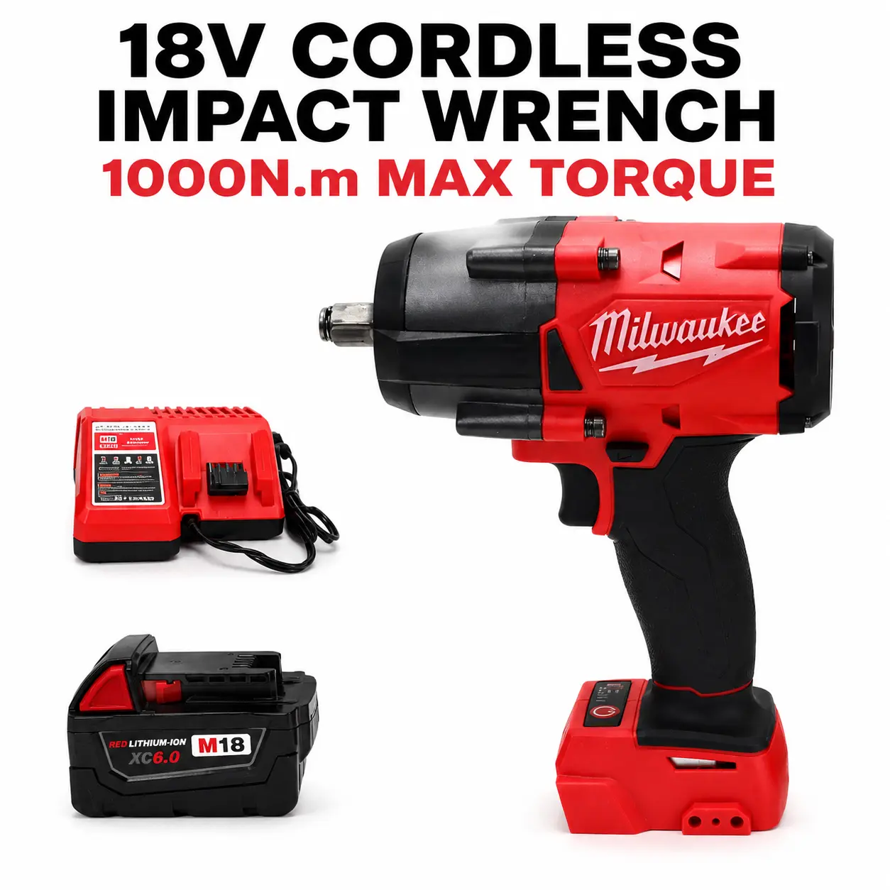 Milwaukee M18 FMTIWF12 1/2" High-Torque Impact Wrench 1000N.m 3000IPM for Heavy-Duty Industrial Fastening