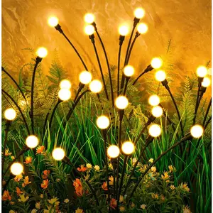 2-Pack Solar-Powered Firefly String Lights, Waterproof Water-Resistant Outdoor Landscape Lighting with Auto On/Off Sensor, 6/8/10 LED Options, 600mAh Rechargeable Battery for Garden, Patio Decor, Ideal Christmas Gift Display, Solar Outdoor Lights, Auto Sh