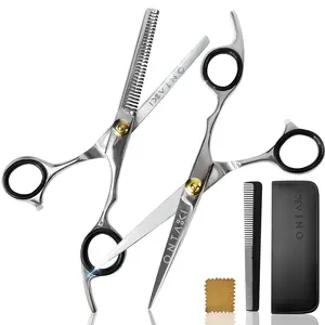 Hair Scissors & Thinning Shears Kit - 7 in, Silver, Japanese - Hair Cutting Scissors - Ergonomic Grip with Thinning Shear - Includes Styling Comb &