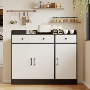 Garvee 42.5 in Sideboard Buffet Cabinet with Storage, Wooden Kitchen Storage Cabinet with Adjustable Shelf, Modern Coffee Bar Buffet Table for Living Room Entryway Dining Room