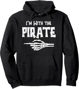 I'm With Pirate Matching Couple Easy Costume Halloween Pullover Hoodie - Domonicdo Shop 92B0DGTNGDKB