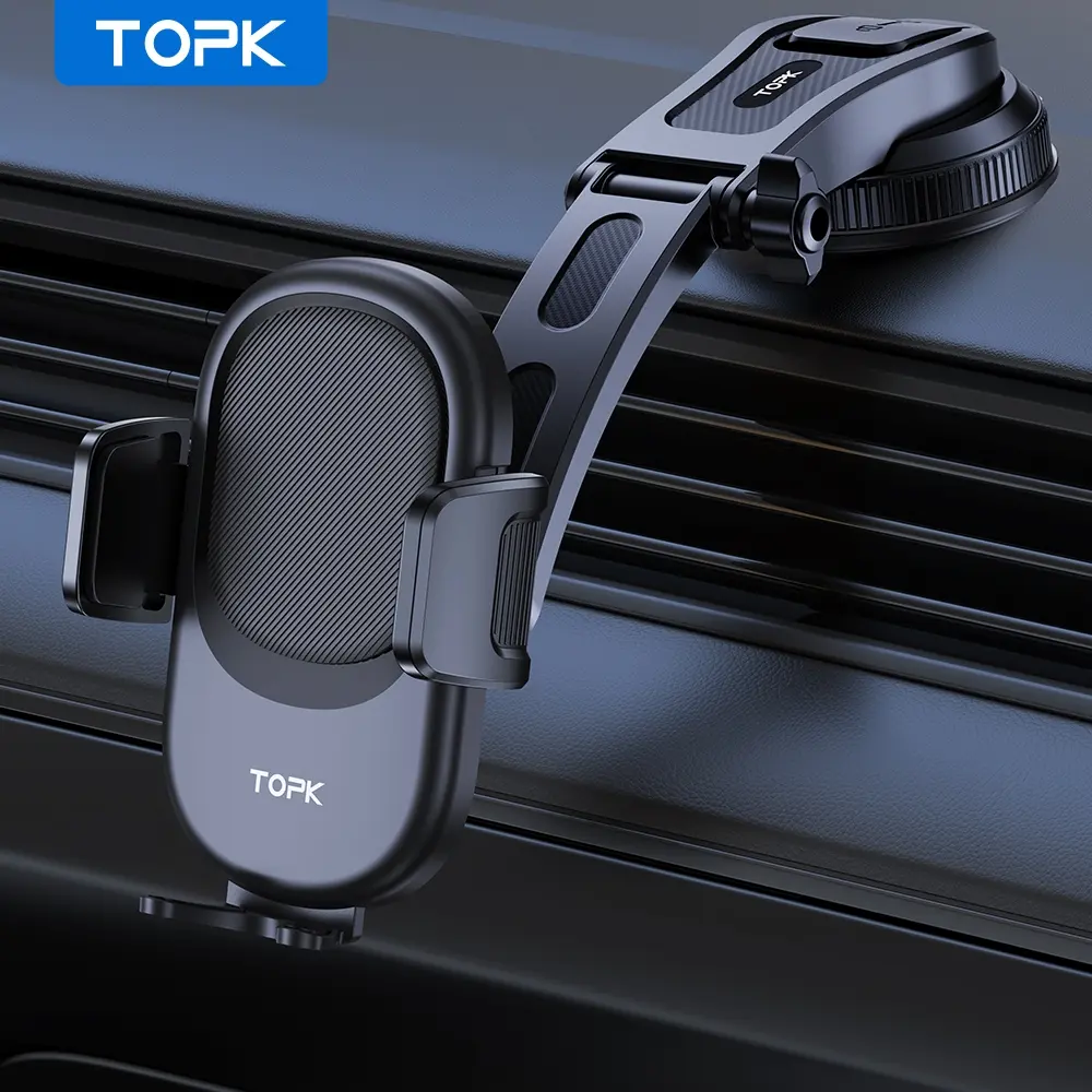 Topk Car Phone Holder Stand, Gravity Dashboard Mount, Universal Mobile Phone Support, Car Cellphone Mount, Universal Smartphone Holder for iPhone & Android (4-7), Cell Phone Mounts