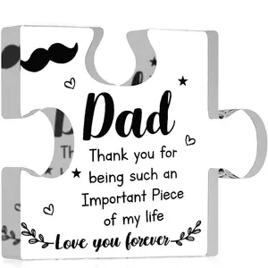 Acrylic effect/pattern Dad Puzzle Piece Gift Acrylic Puzzle Clear Block Puzzles Piece Gifts for Dad Fathers Day Presents from Daughter/Son Home Desk Sign Decor