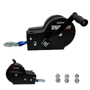 Garvee 3500lbs Heavy Duty Boat Trailer Winch with 33ft Strap, 4:1/8:1 Gear Ratio Hand Winch, Portable Hand Crank Winch for Towing, Pulling Boat Trailer, Truck, RV, ATV, Jet Ski & Off-Road Recovery
