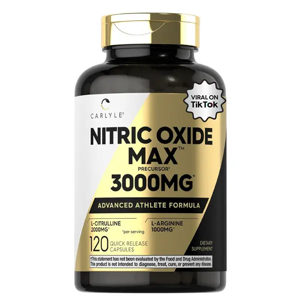 Carlyle Nitric Oxide Supplement 3000mg | 120 Capsules | with L-Arginine & L-Citrulline | for Men & Women | Pre & Post Workout | Non-GMO, Gluten Free