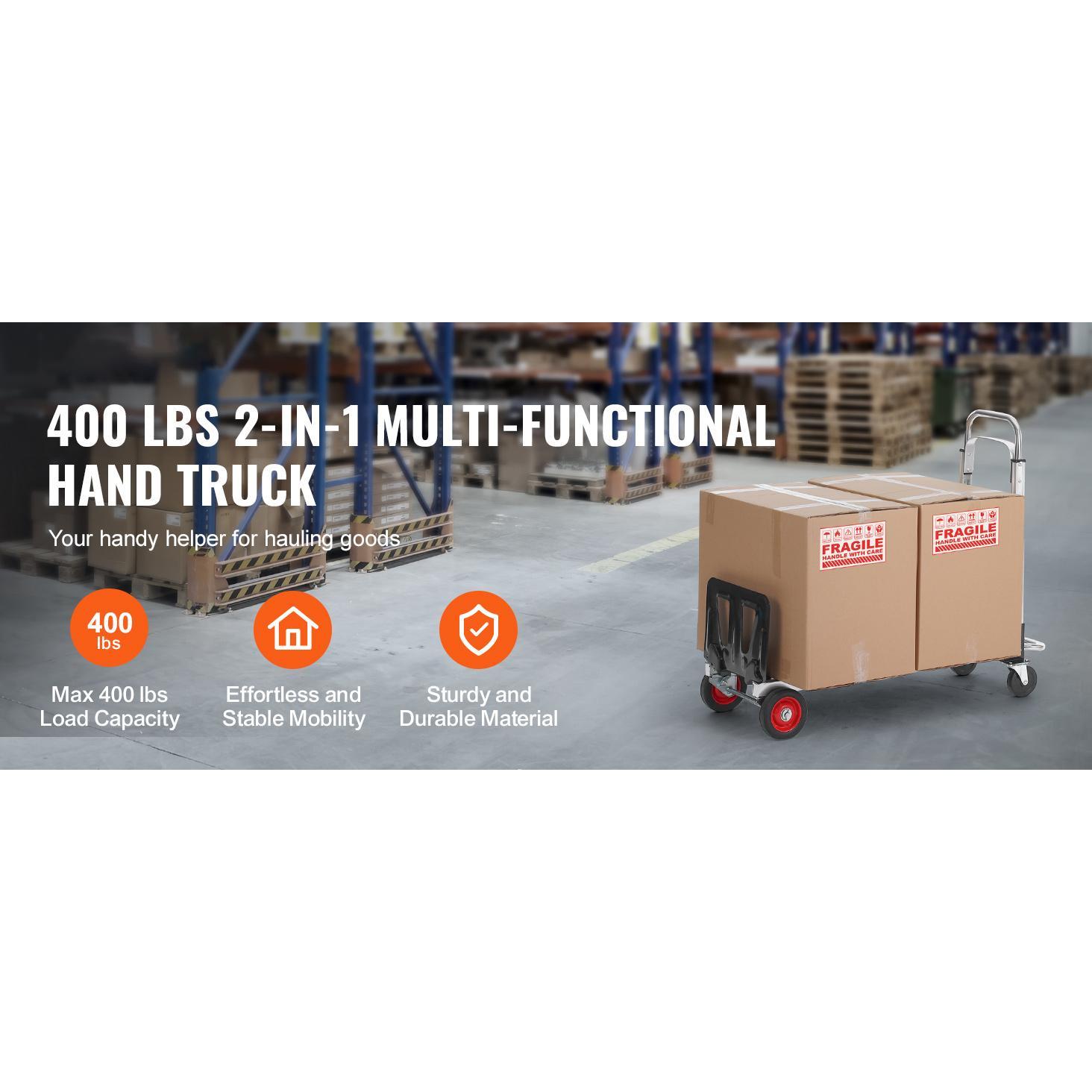 Folding Moving Cart with Wheels, Portable Lightweight Hand Truck Dolly for Warehouse, Transport & Home