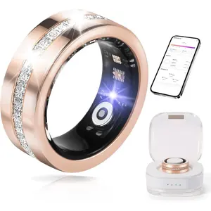 BrawRing V6 Smart Ring Health Tracker for Men Women, 24/7 Heart Rate Blood Oxygen HRV Sleep Monitor, 128 Sports Modes, Women Cycle Reminder, IP68 Waterproof, Gesture Control, Lifetime Free No Subscription Compatible with iOS Android