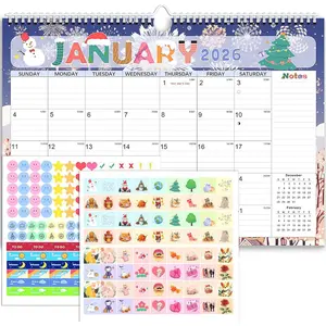 Calendar 2026, Anti Ink Bleed, Durable Thick Paper, Ample Writing Space, Wall Calendar 2026 with Stickers, 17" x 12" Large Seasonal Calendars for , Office, Student and Teacher Supplies- Colorful