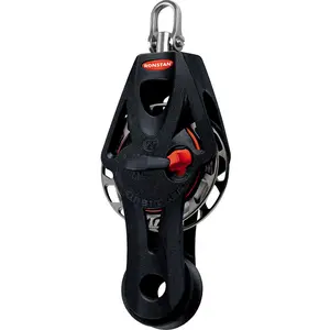 Ronstan RF56510 Series 55 Automatic Ratchet Orbit Block, Fiddle Becket Swivel with Anodized Aluminium Sheave & 12 Gripping Faces, Auto & Manual Engagement Modes