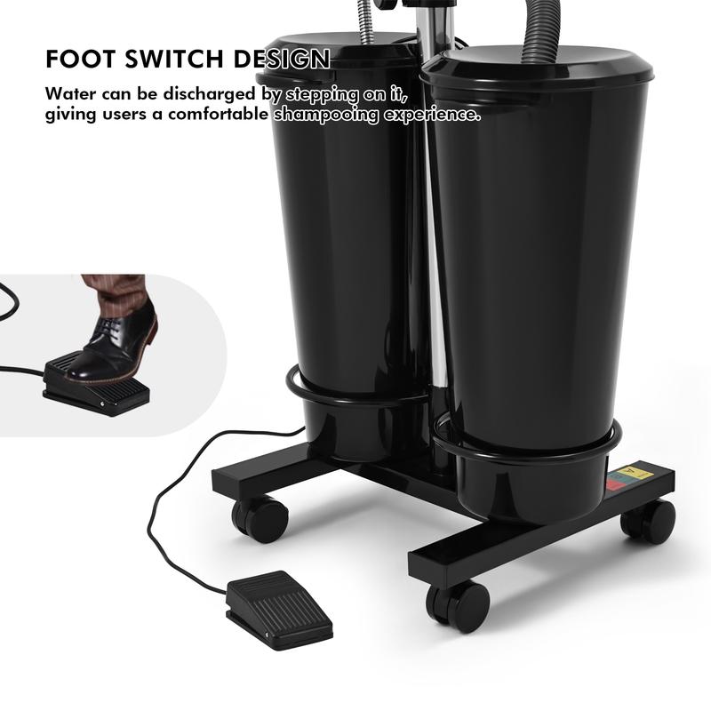Portable Adjustable Shampoo Bowl with Electric Pump Hair Washing Station Includes 2 Buckets Drain Hoses High-Pressure Sprayer Foot Pedal Switch