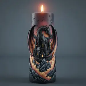 Moonlight Dragon City Theme Candle Silicone Mold, Dark Dragon Castle Mountain Relief Soap Making Mould, DIY Craft Tool