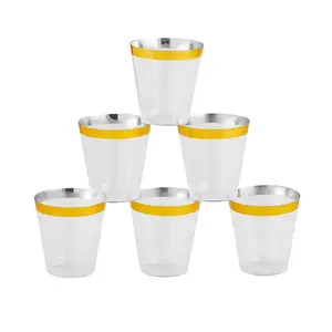 Bulk  50 Ct. Gold Trim Plastic Shot Glasses