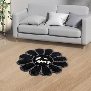 round sunflower pattern tufted unique area rug, 1 count non-slip washable floor mat, decorative carpet for home living room bedroom bathroom, decorative rugs, fluffy area rug