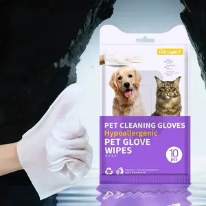20pc Pet Cleaning Gloves, Dog and Cat Bath Wipes, Grooming Products, Low Allergy, Deodorizing, No Rinse Hair Care, Perfect for Paws, Body, Tail, Lavender Scent