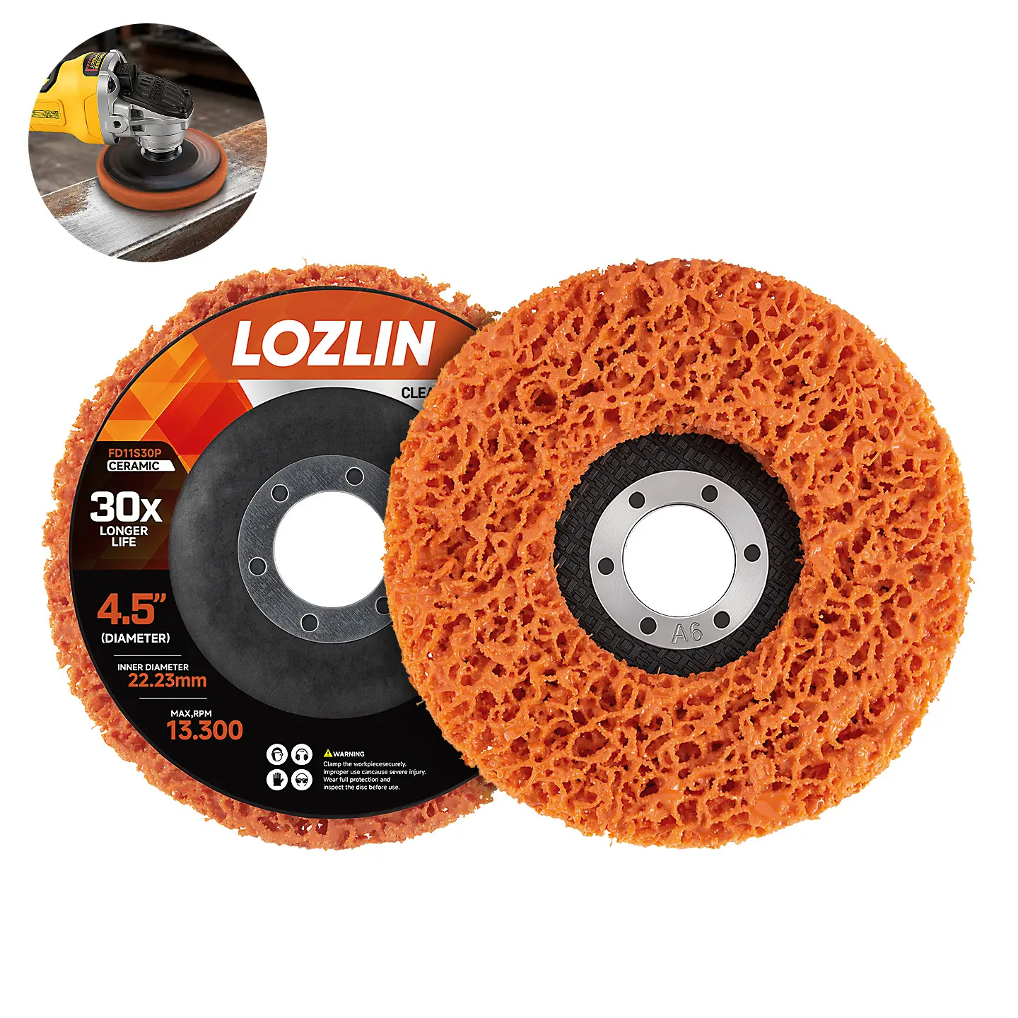LOZLIN 3PCS 4.5" Clean and Strip Discs for Angle Grinders, Rust, Paint and Oxidation Removal Wheels for Metal, Wood and Fiberglass Surface Preparation
