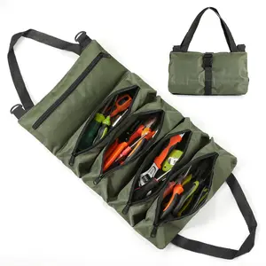 Electrician Tool Kit Repair Car Tool Bag Roll-Up Portable Hardware Storage Bag Multi-Functional, Essential Electrical Tools Organizer Tool Pockets