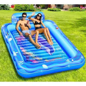 Inflatable tanning pool for 2 person 81 x 60 tanning pool lounger float for adults sunbathing pool inflatable water tanning bed with cup holder suntan tub personal pool for backyard