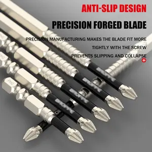 Cross Magnetic Screwdriver Bit Kit Magnetic Batch Head Alloy Steel Anti-Slip Long Drill Bits PH2 Screw Driver Hand Tool Accessories