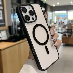 Magnetic Transparent Protective Phone Case Cover, Shockproof Drop Protection, Compatible with iPhone Models 6-16 Series, Sleek Minimalist Design