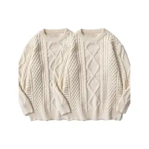 Men's Textured Drop Shoulder Round Neck Sweater, Loose Casual Long Sleeve Jumper for Fall & Winter, Men's Knitwear for Daily Wear