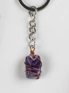 MoonKissed Amethyst Keychain 1 Inch Natural Zambian Origin Polished Stone Handcrafted Unique Design Calm Peace Radiant Glow Ideal for Any Occasion