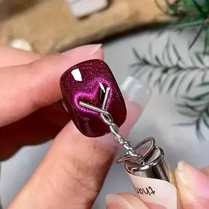 1set Magnet Wand Set] 6-Piece Heart-Shaped Cat Eye Magnet Wand Set, Nail Art Tools, Formaldehyde-Free, DIY Magnet Stick for Magnetic Polish Effects, Professional Nail Salon Accessories